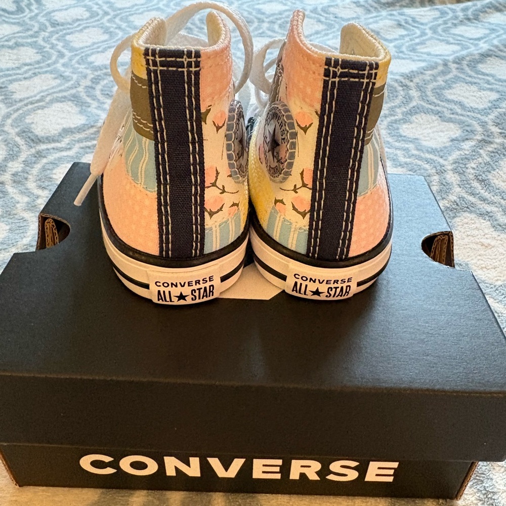 Converse Kids Size 5 High-Top Sneakers - Yellow, Pink, and Blue - Picture 3 of 6